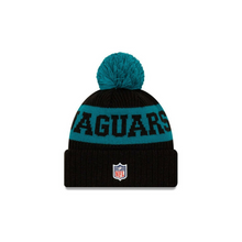 Load image into Gallery viewer, Jacksonville Jaguars New Era 2020 NFL Sideline - Official Sport Pom Cuffed Knit Hat/Toque
