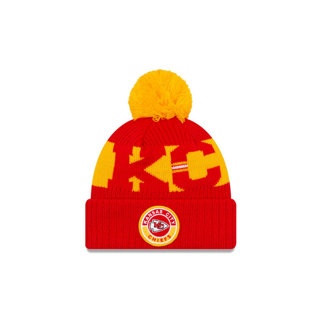 Kansas City Chiefs New Era 2020 NFL Sideline - Official Sport Pom Cuffed Knit Hat/Toque