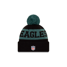 Load image into Gallery viewer, Philadelphia Eagles New Era 2020 NFL Sideline Official Sport Pom Cuffed Knit Hat/Toque
