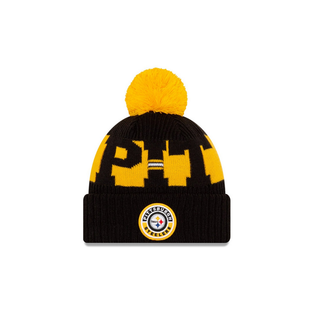 Pittsburgh Steelers New Era 2020 NFL Sideline Official Sport Pom Cuffed Knit Hat/Toque