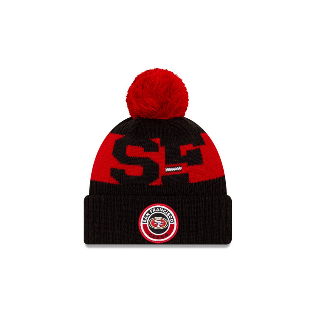 San Francisco 49ers New Era 2020 NFL Sideline Official Sport Pom Cuffed Knit Hat/Toque