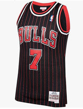 Load image into Gallery viewer, Men&#39;s Mitchell &amp; Ness Toni Kukoc Pinstripe Chicago Bulls NBA Hardwood Classics Swingman Jersey
