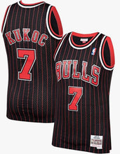 Load image into Gallery viewer, Men&#39;s Mitchell &amp; Ness Toni Kukoc Pinstripe Chicago Bulls NBA Hardwood Classics Swingman Jersey
