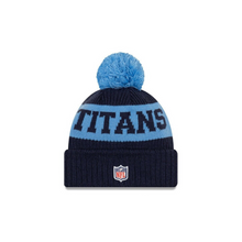 Load image into Gallery viewer, Tennessee Titans New Era 2020 NFL Sideline Official Sport Pom Cuffed Knit Hat/Toque
