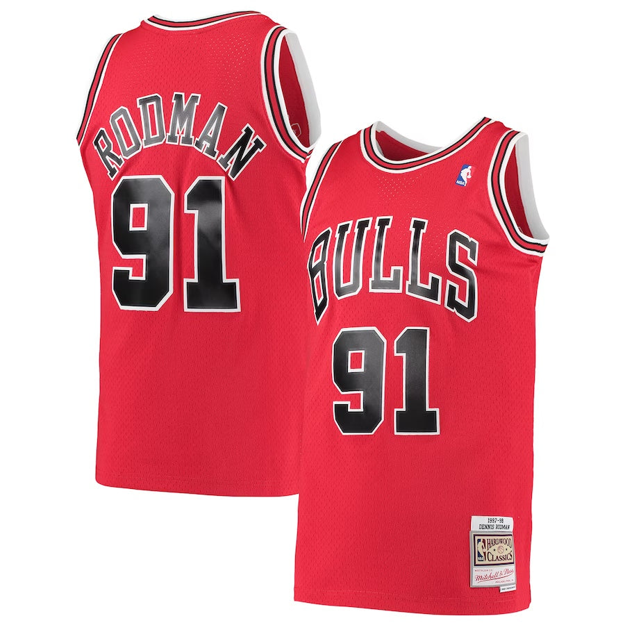 Men’s Mitchell & Ness Dennis Rodman Chicago Bulls Red NBA Hardwood Classics Swingman Jersey
