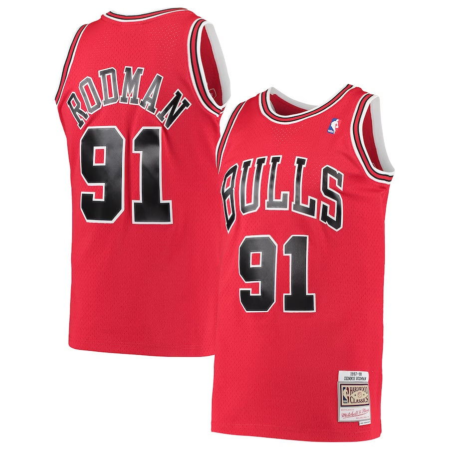 Men’s Chicago Bulls Dennis Rodman Mitchell & Ness Red 1997-98 Hardwood Classics Swingman Jersey