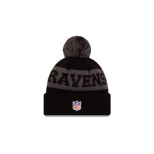 Load image into Gallery viewer, Baltimore Ravens New Era 2020 NFL Sideline - Official Sport Pom Cuffed Knit Hat/Toque
