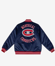 Load image into Gallery viewer, Men&#39;s Montreal Canadiens Mitchell &amp; Ness Heavyweight Blue Satin Varsity NHL Jacket

