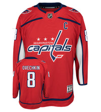 Load image into Gallery viewer, Youth Washington Capitals Alex Ovechkin &#39;C&#39; Red NHL Jersey
