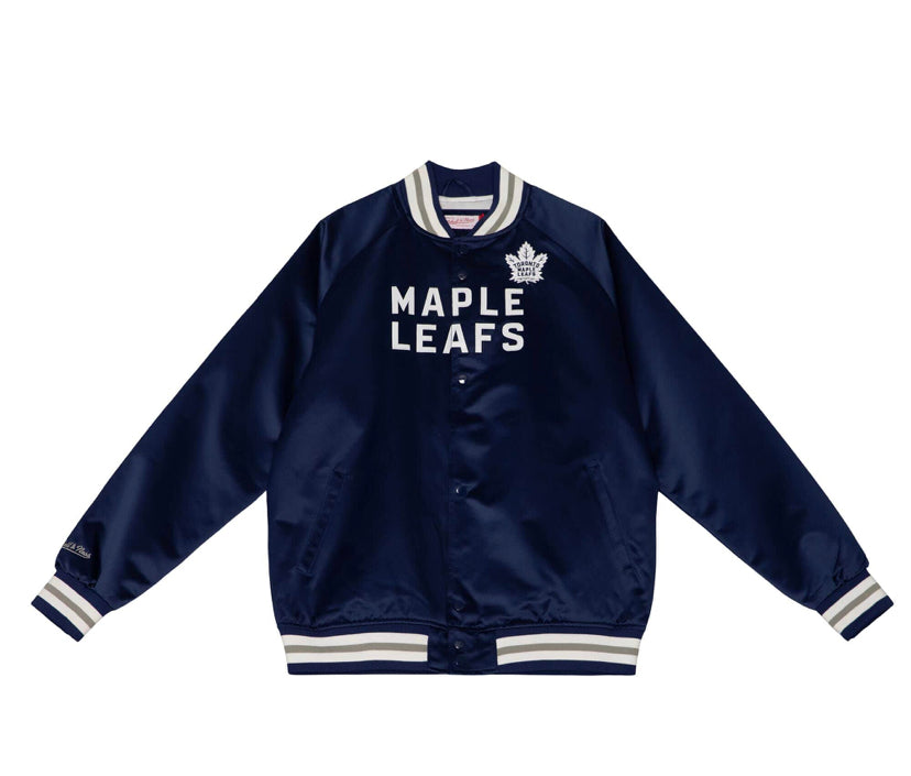 Toronto Maple Leafs Mitchell & Ness Lightweight Blue Satin Varsity Jacket