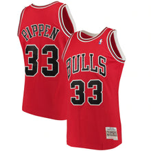 Load image into Gallery viewer, Men’s Mitchell &amp; Ness Scottie Pippen Chicago Bulls Red NBA Hardwood Classics Swingman Jersey
