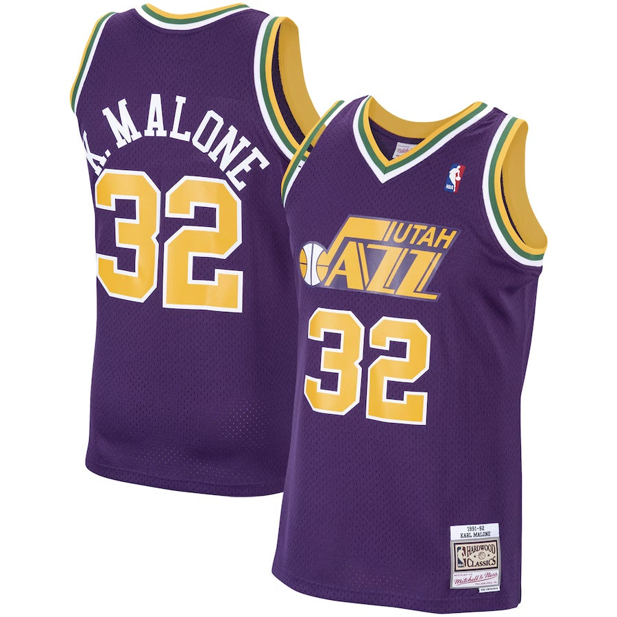 Men's Utah Jazz  Karl Malone Mitchell & Ness Purple 1991-92 Hardwood Classics Swingman Jersey