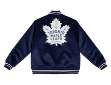 Load image into Gallery viewer, Toronto Maple Leafs Mitchell &amp; Ness Heavyweight Blue Satin Varsity Jacket
