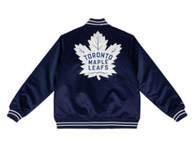 Load image into Gallery viewer, Men&#39;s Toronto Maple Leafs Mitchell &amp; Ness Heavyweight Blue Satin Varsity NHL Jacket
