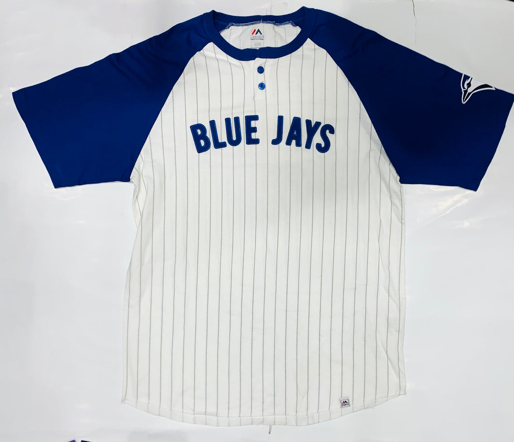 Toronto Blue Jays White/Blue Stripe Majestic T-Shirt