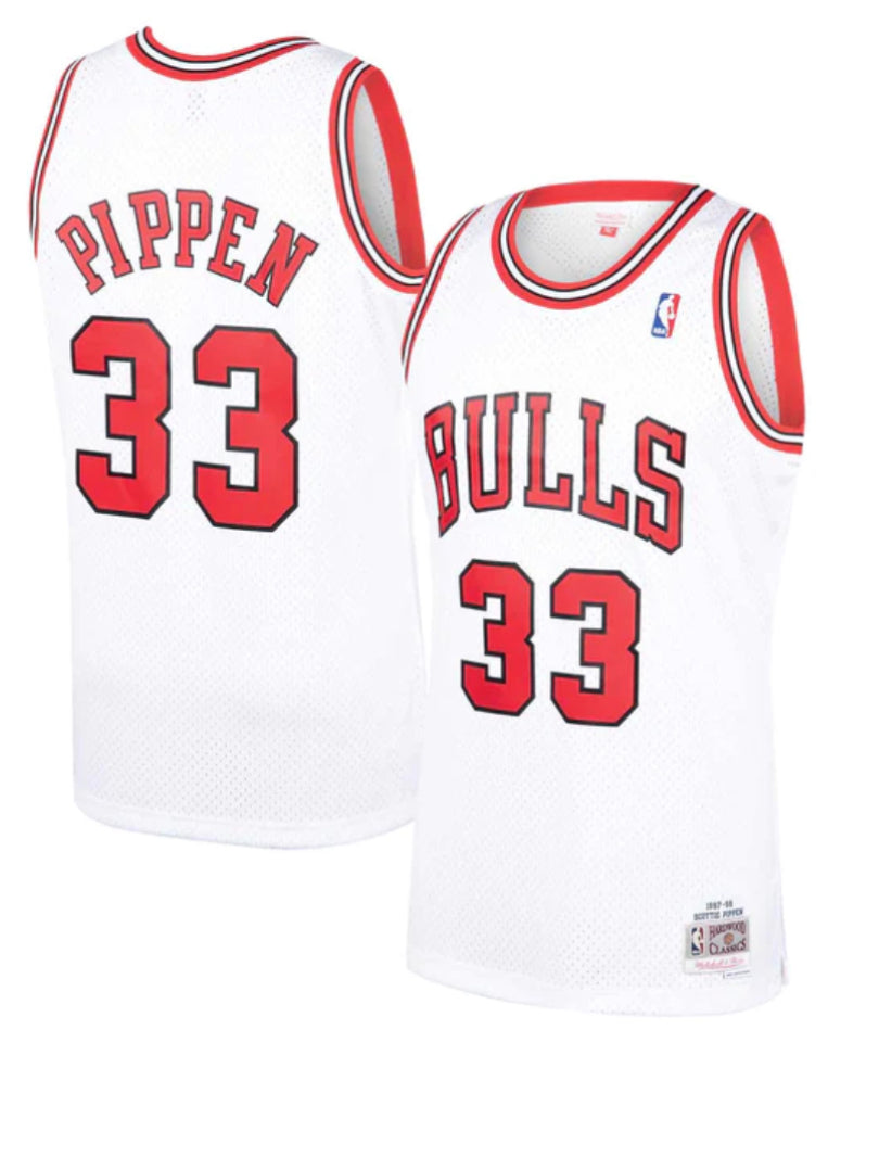 Men’s Mitchell & Ness  Scottie Pippen Chicago Bulls White NBA Hardwood Classics Swingman Jersey