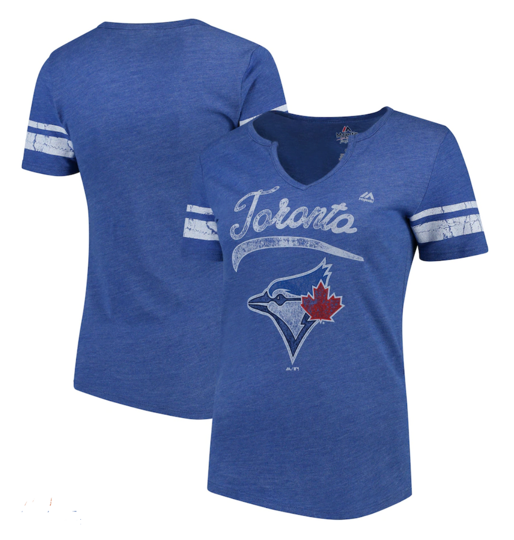 Toronto Blue Jays Majestic Women's Spirit Awareness V-Neck T-Shirt