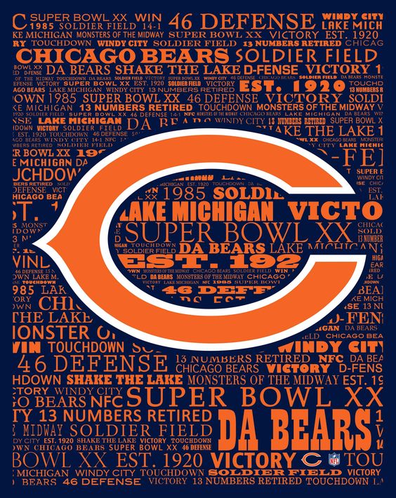 Chicago  Bears Typography 16 x 20 Sign
