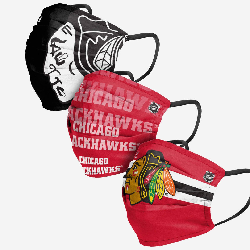 Chicago Blackhawks NHL Forever Pleated Face Covering 3 Pack