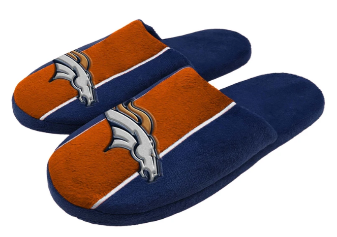 Denver Broncos NFL Mens Big Logo Stripe Slippers
