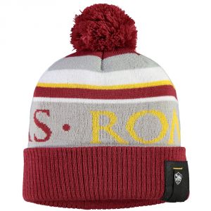 AS Roma Knitted Football/Soccer Maroon,Yellow,White & Grey Winter Hat/Toque