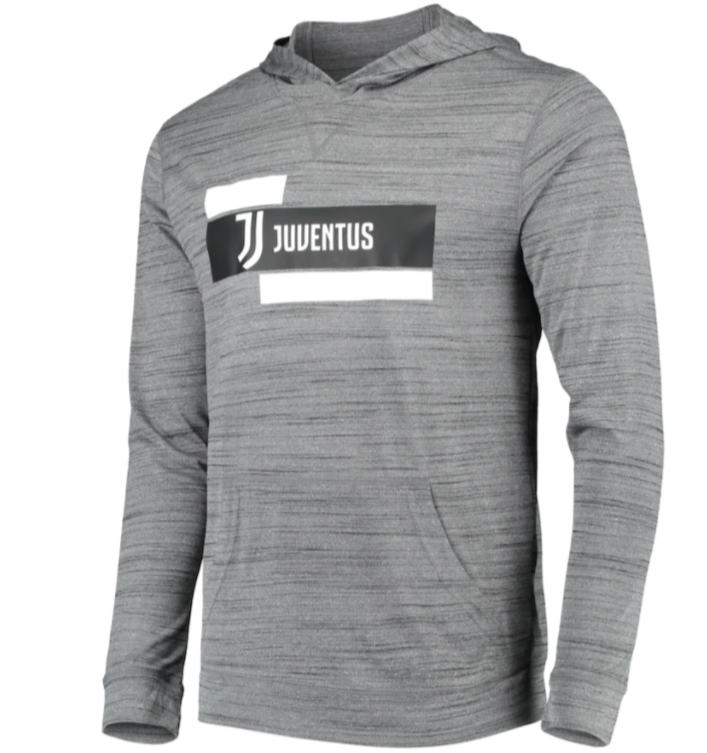 Men's Juventus Heathered Grey Lightweight Pullover Soccer Hoodie