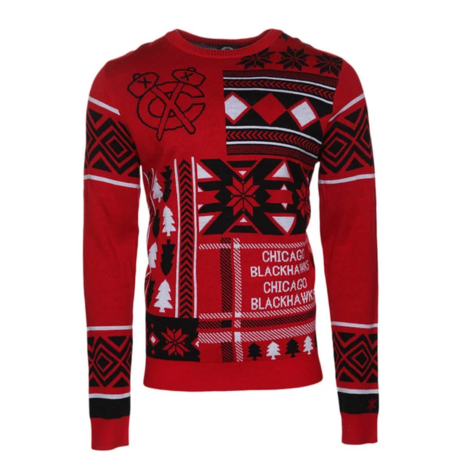 Klew Blackhawks Patchwork Sweater