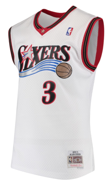 Men's Mitchell & Ness Allen Iverson Philadelphia 76ers White NBA Hardwood Classics Swingman Jersey