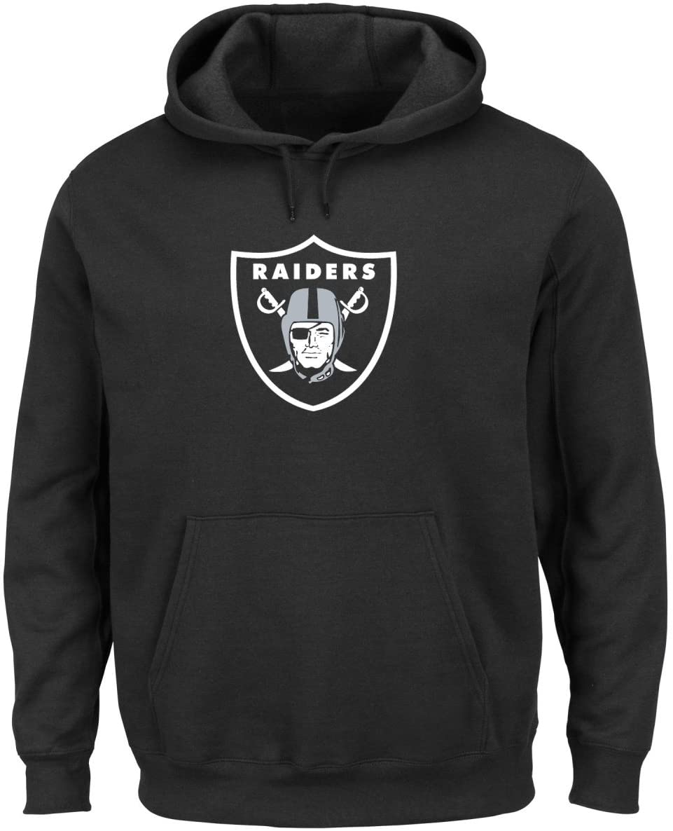 Majestic Las Vegas Raiders Tek Patch Fleece Pullover Hooded Sweatshirt
