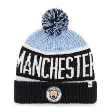 Manchester City Knitted Football/Soccer Baby Blue & Navy Winter Hat/Toque