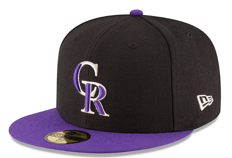 Men's Colorado Rockies New Era Black Purple Authentic Collection On Field Fitted Hat