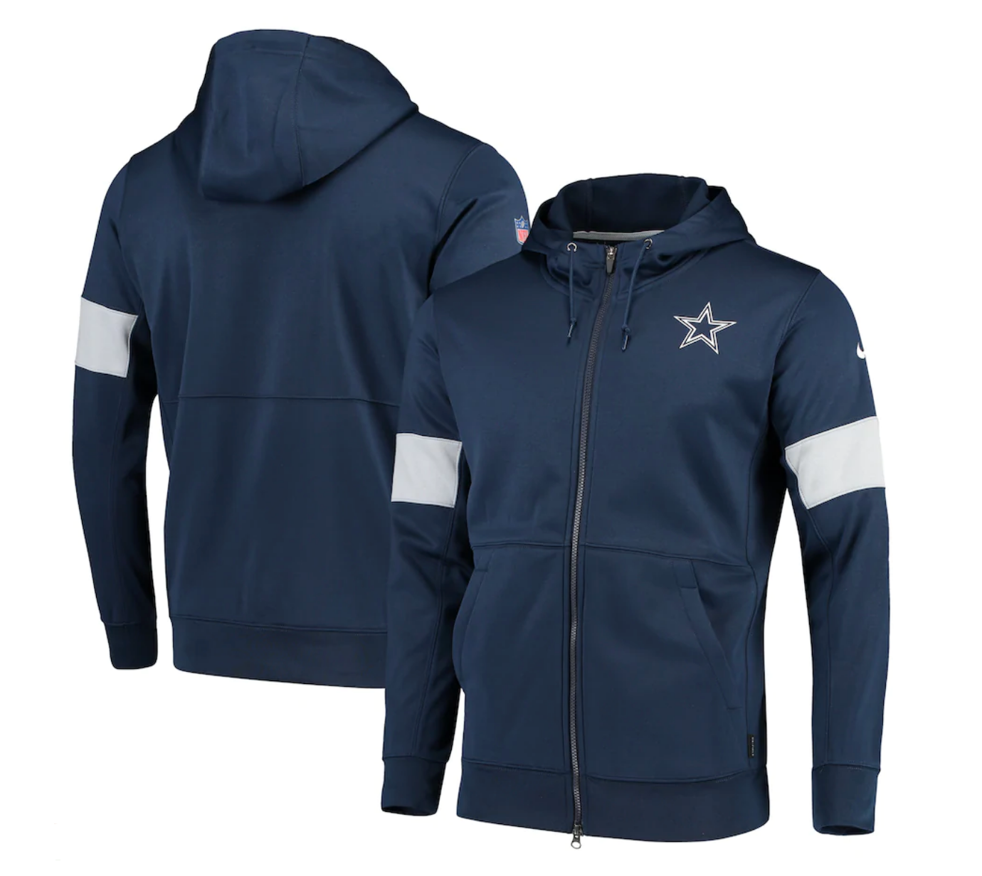 Men s Dallas Cowboys Nike Navy Sideline Performance Full Zip Hoodie Pro Image Sports Square One