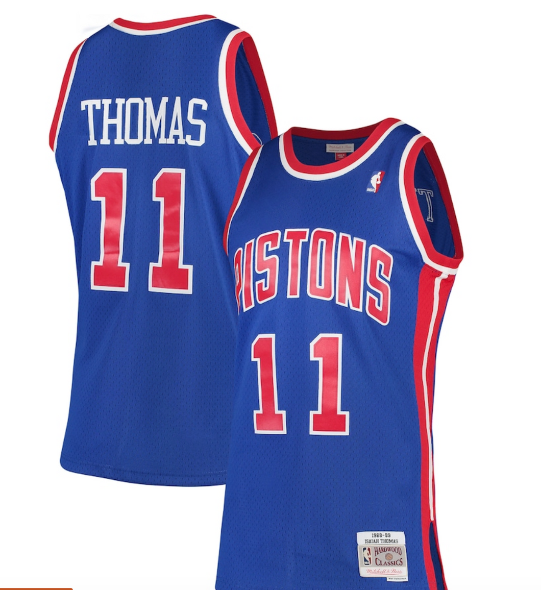 Men's Mitchell & Ness Isiah Thomas Detroit Pistons Blue NBA Hardwood Classics Swingman Jersey
