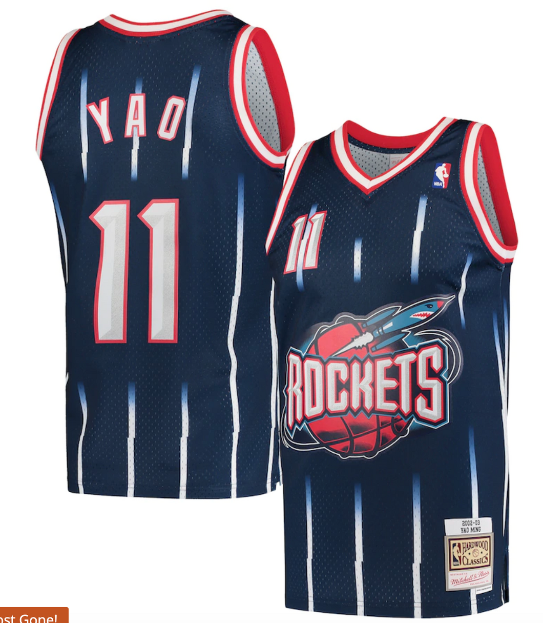 Men's Mitchell & Ness Yao Ming Houston Rockets Navy NBA Hardwood Classics Swingman Jersey