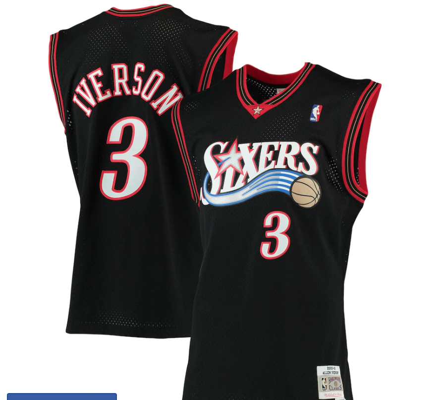 Men's Mitchell & Ness Allen Iverson Philadelphia 76ers Black NBA Hardwood Classics Swingman Jersey