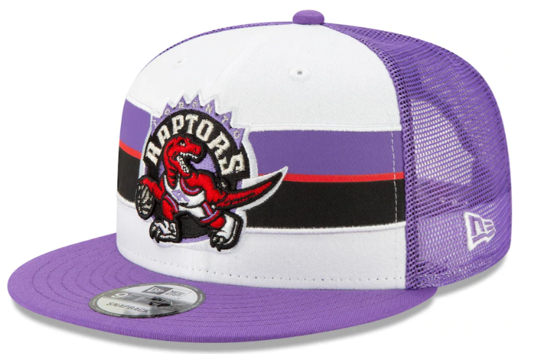 Men's New Era White Purple Toronto Raptors Hardwood Classic Nights Stripe 9FIFTY - Snapback Adjustable Hat