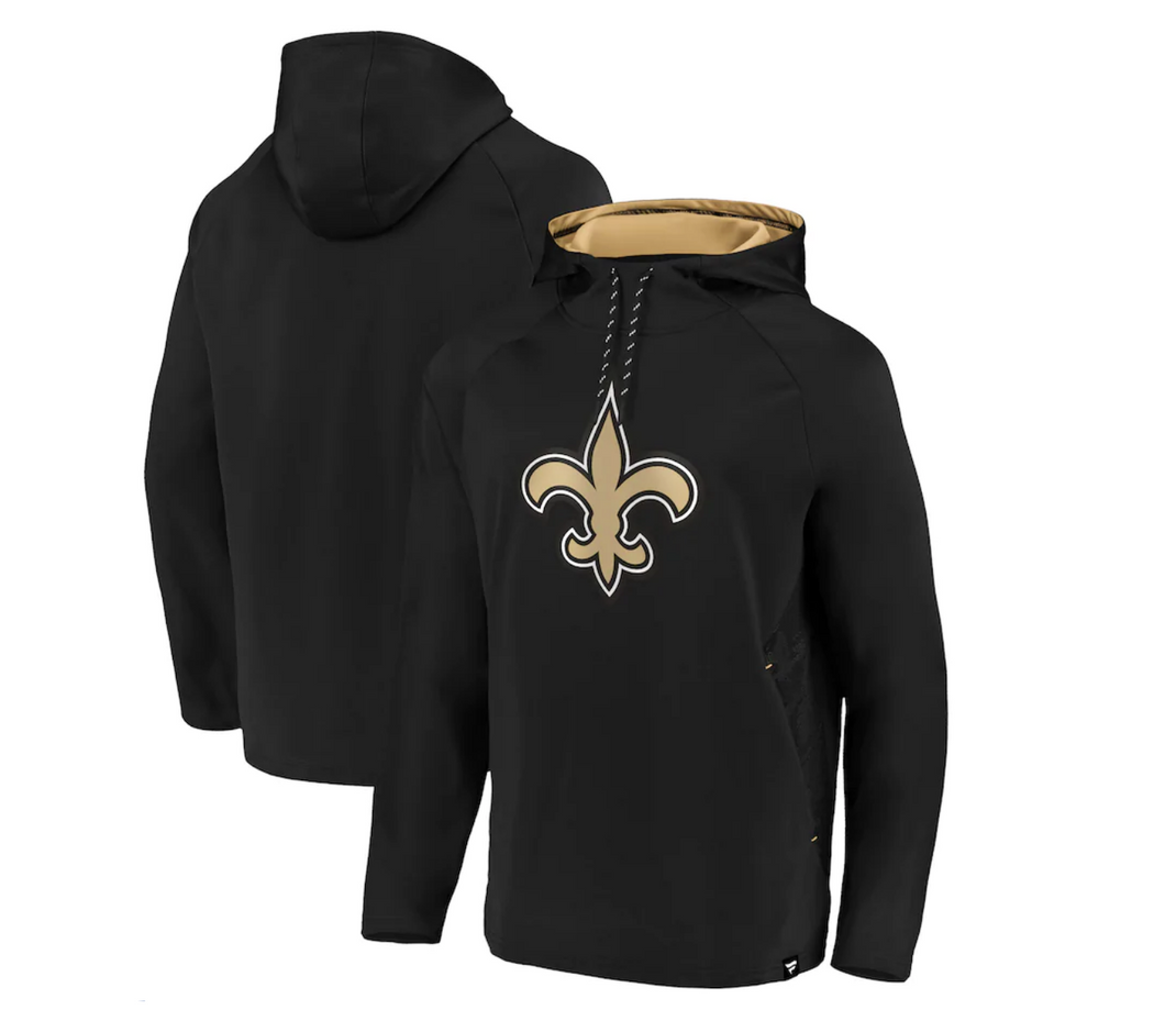 Men's New Orleans Saints Fanatics Branded Black Iconic Embossed Defender Pullover Hoodie