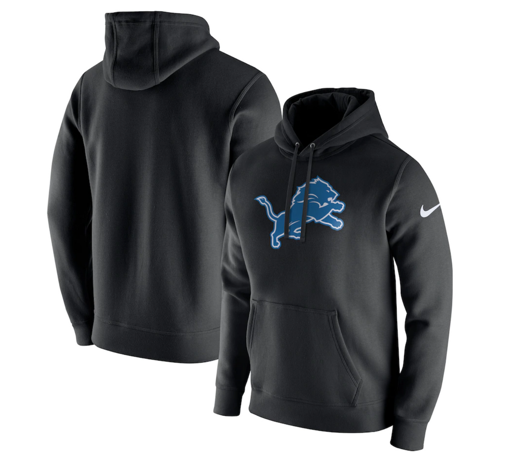 Men's Nike Black Detroit Lions Club Fleece Logo Pullover Hoodie
