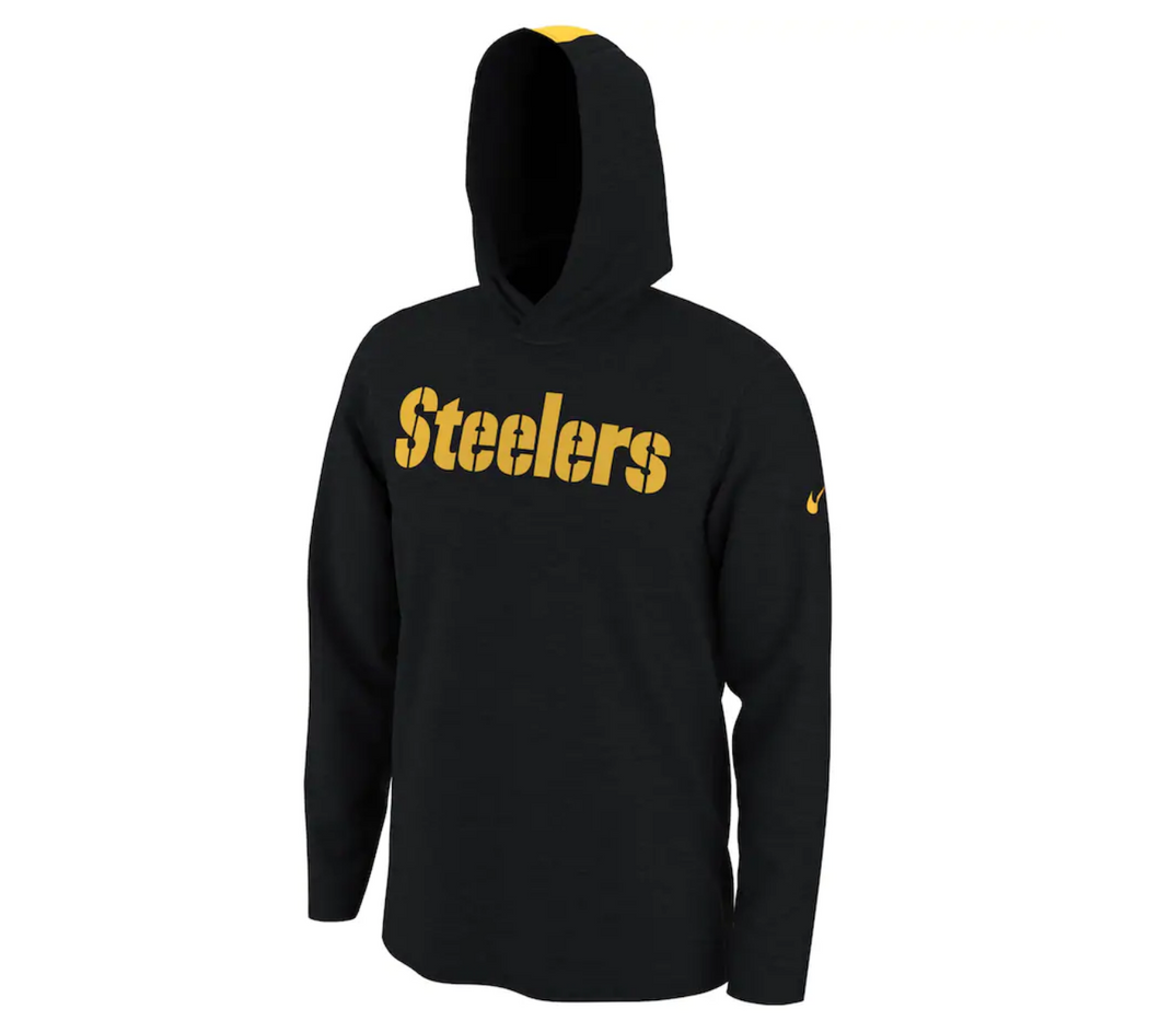 Men's Nike Black Pittsburgh Steelers Helmet Performance - Hoodie Long Sleeve T-Shirt