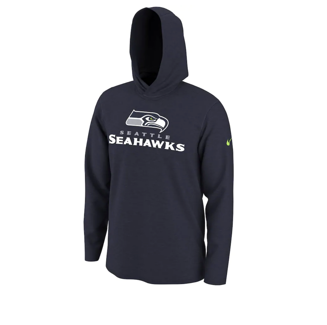 Men's Nike College Navy Seattle Seahawks Helmet Performance - Hoodie Long Sleeve T-Shirt