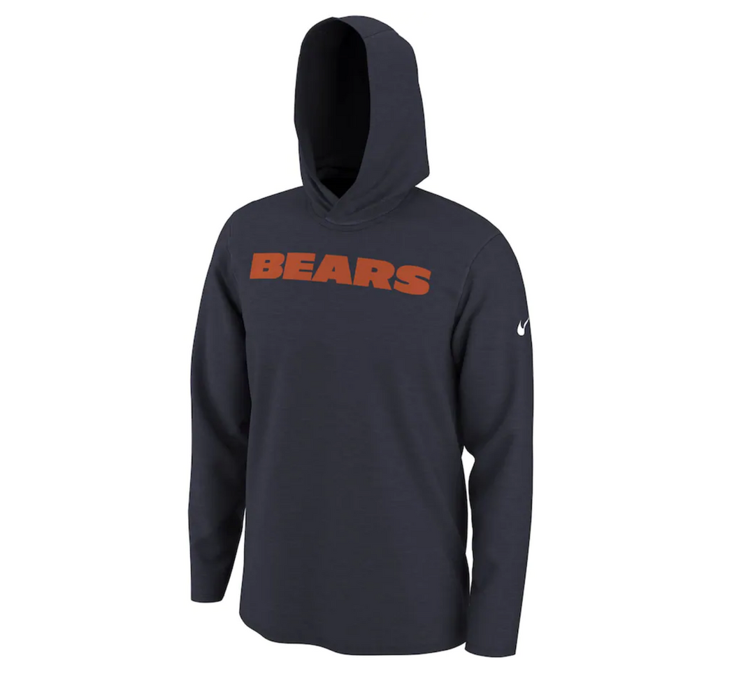 Men's Nike Navy Chicago Bears Helmet Performance - Hoodie Long Sleeve T-Shirt