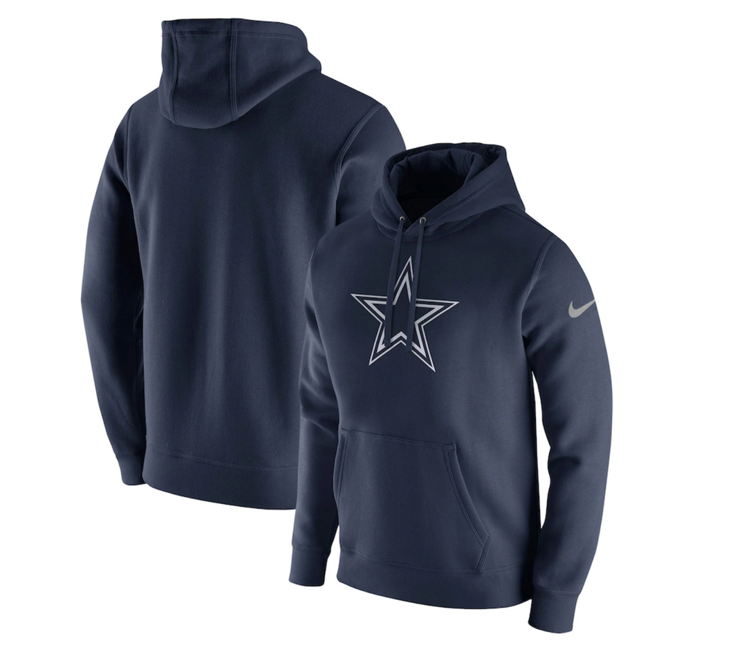 Men's Nike Navy Dallas Cowboys Club Fleece Logo Pullover Hoodie
