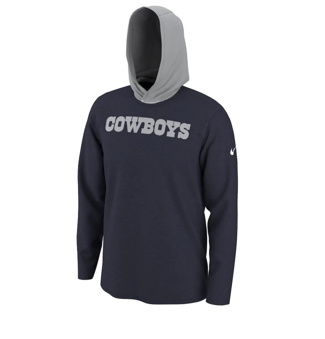 Men's Nike Navy Dallas Cowboys Helmet Performance - Hoodie Long Sleeve T-Shirt
