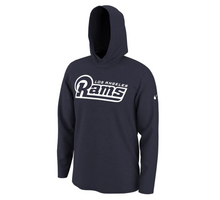 Load image into Gallery viewer, Men&#39;s Nike Navy Los Angeles Rams Helmet Performance - Hoodie Long Sleeve T-Shirt
