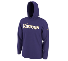 Load image into Gallery viewer, Men&#39;s Nike Purple Minnesota Vikings Helmet Performance - Hoodie Long Sleeve T-Shirt
