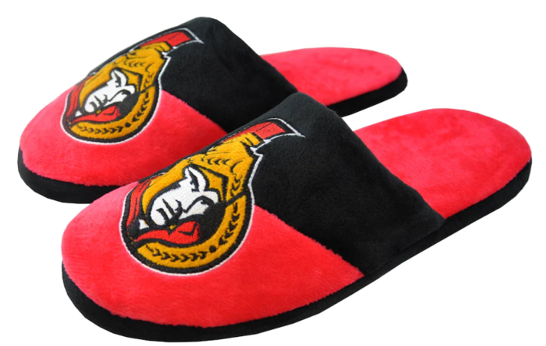 Men's Ottawa Senators Black Red Big Logo - Slippers
