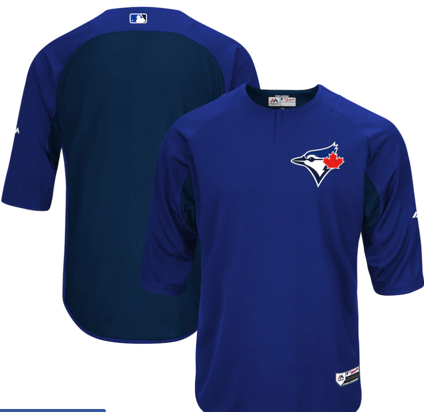Toronto Blue Jays Majestic Royal/Navy Authentic Collection On-field 3/4 Sleeve Tee