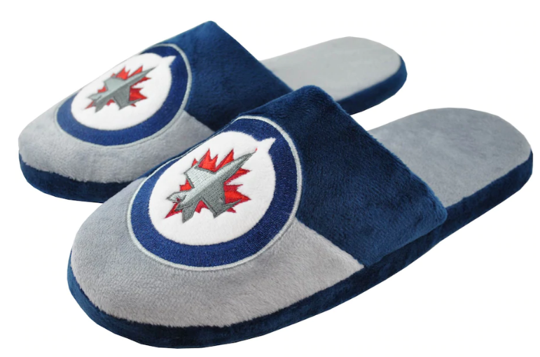 Men's Winnipeg Jets Gray Navy Big Logo - Slippers