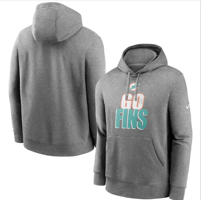 Miami Dolphins Nike Fan Gear Local Club Pullover Hoodie - Heathered Charcoal