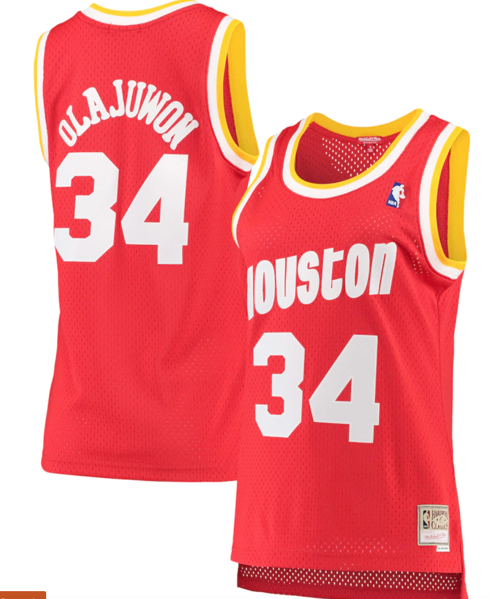 Men's Mitchell & Ness Hakeem Olajuwon Houston Rockets Red NBA Hardwood Classics Swingman Jersey